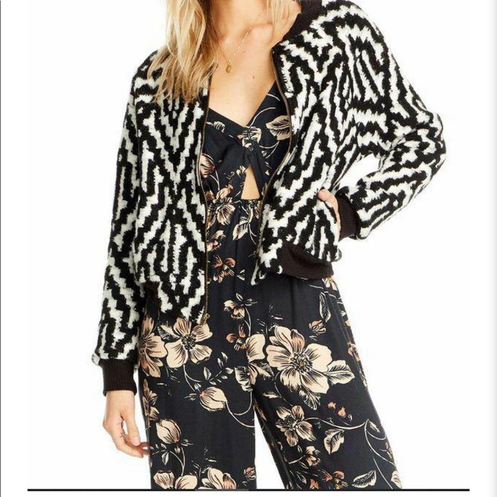 Anthropologie Saltwater Luxe Crossfire Bomber in Intarsia size XS